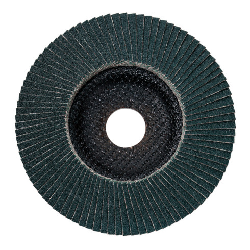 Plateau abrasif à lamelles 115 mm P 40, corindon de zirconium, acier, acier inoxydable, modèle bombé metabo