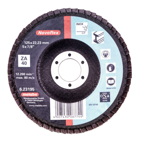 Disques à lamelles Metabo, oxyde d'aluminium et de zirconium "Novoflex"