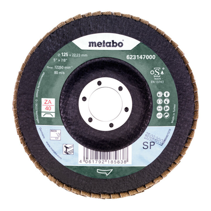 Plateau abrasif à lamelles 125 mm P 40, corindon de zirconium « SP » (623147000)