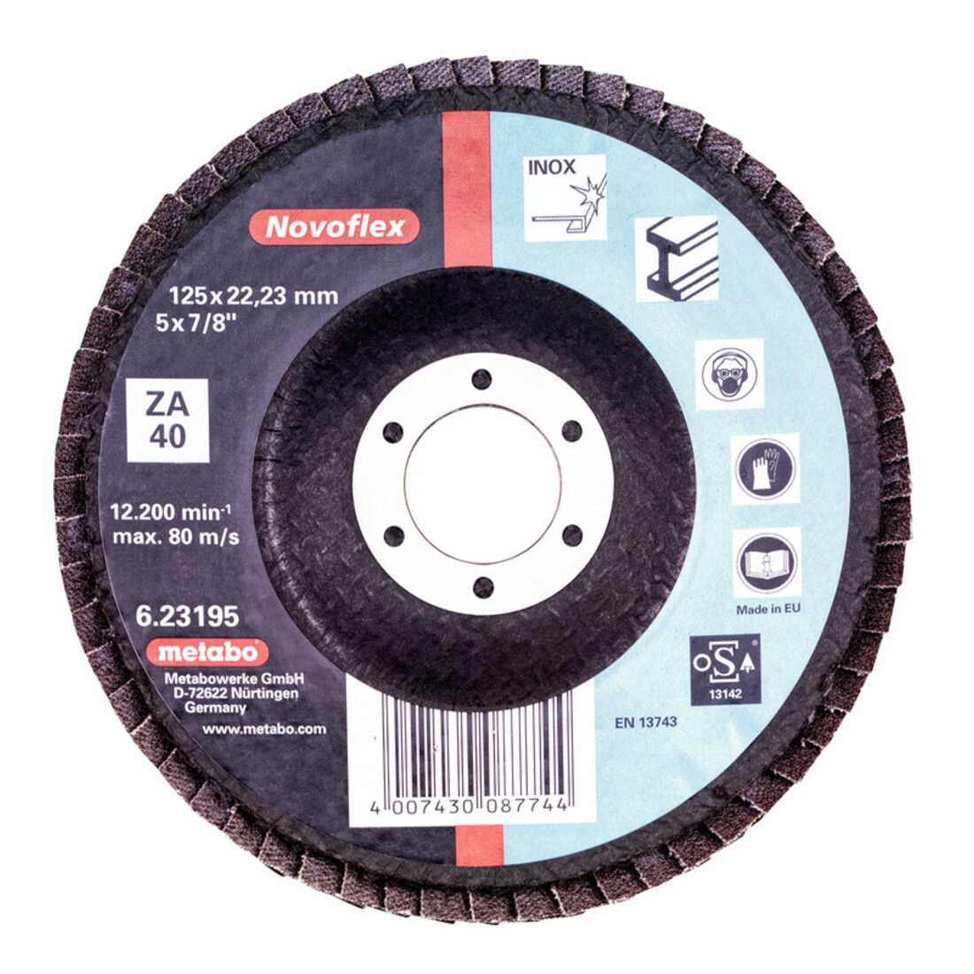 Disques à lamelles Metabo, oxyde d'aluminium et de zirconium "Novoflex"