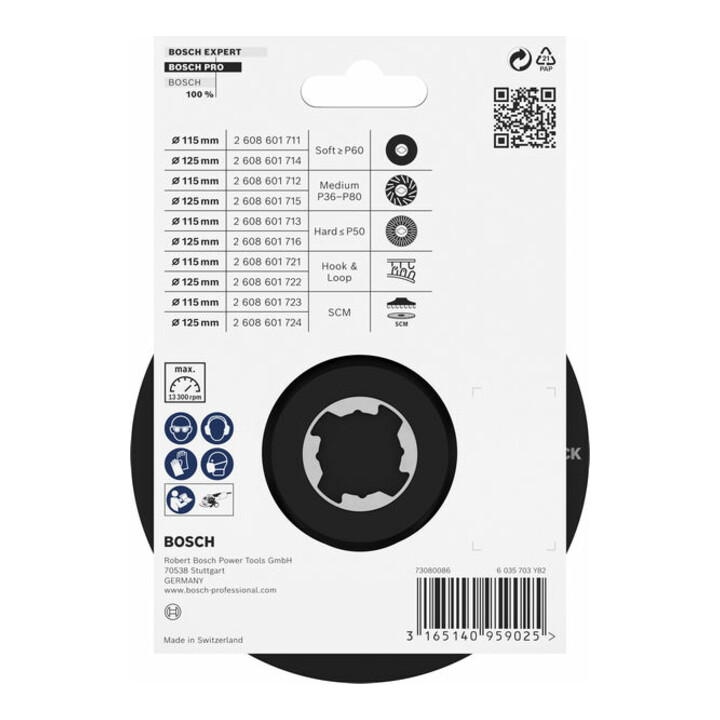 Plateau Bosch SCM avec axe central X-LOCK 115 mm 13.300 tr/min