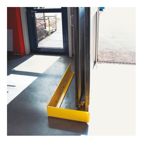 Plateau de guidage Moravia jaune 1200 x 150 x 100 mm, 10 mm coins arrondis en tôle d'acier