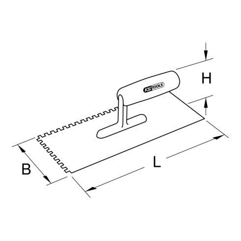 Platoir dentés, 114x280mm, 6x6mm