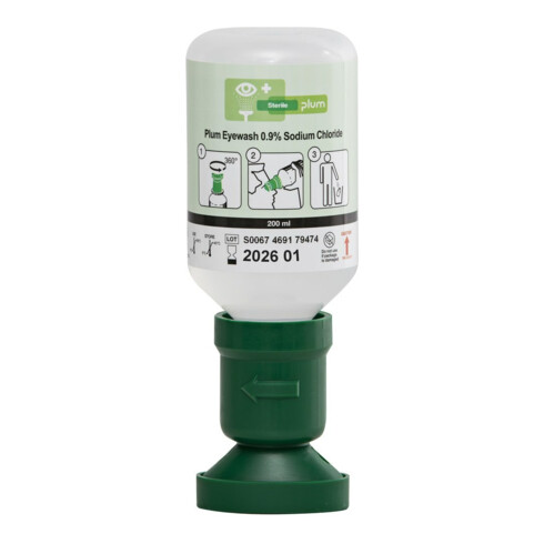 PLUM Bain oculaire 0,9 % chlorure de sodium 200 ml, avec capuchon anti-poussière