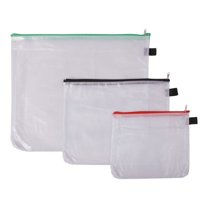 Pochette en plastique Eichner à fermeture éclair B6 en plastique, fermeture éclair rouge 233 x 190 mm