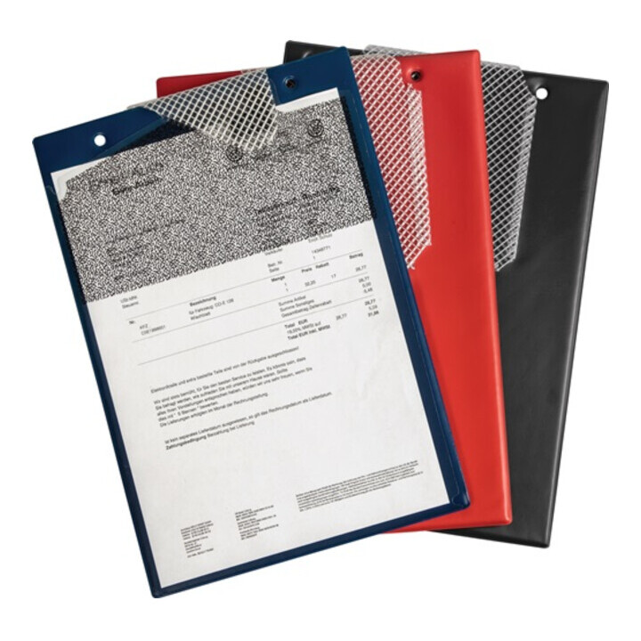 Pochette et support de documents avec fermeture velcro, cordelette et 2 compartiments DIN A4 bleu UE=10 pcs.