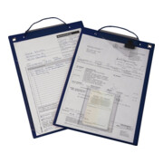 Pochette et support de documents avec fermeture velcro et 2 compartiments DIN A4 bleu UE=10 pcs.