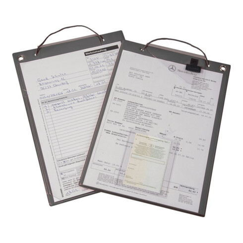 Pochette et support de documents avec fermeture velcro et 2 compartiments DIN A4 noir UE=10 pcs.