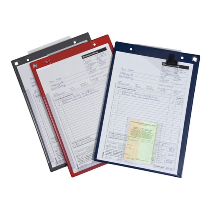 Pochette et support de documents avec fermeture velcro et 2 compartiments DIN A4 noir UE=10 pcs.