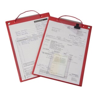 Pochette et support de documents avec fermeture velcro et 2 compartiments DIN A4 rouge UE=10 pcs.