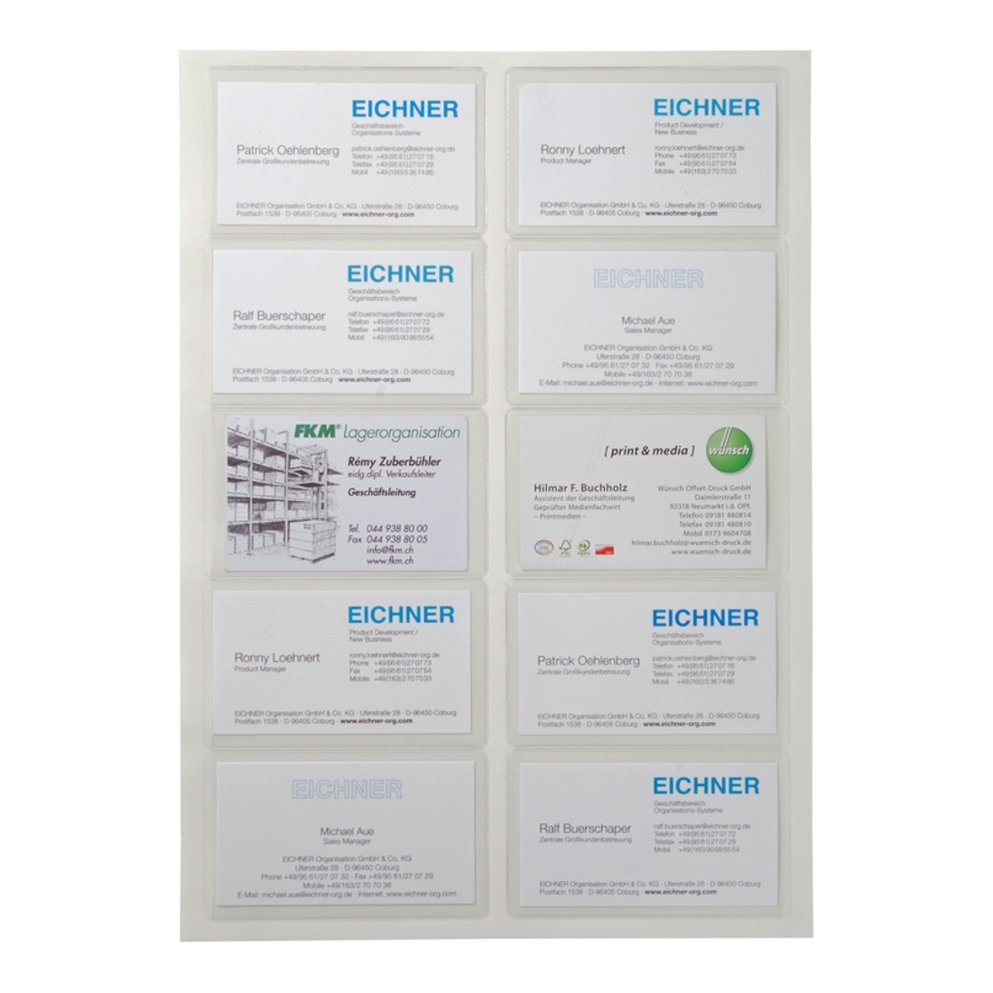 Pochettes pour cartes de visite autocollantes Eichner