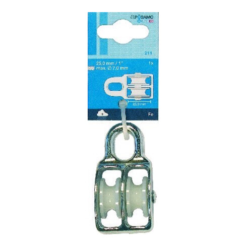 PÖSAMO Blockrolle doppelt (SB) galZn für Seil-Ø b. 7,0mm