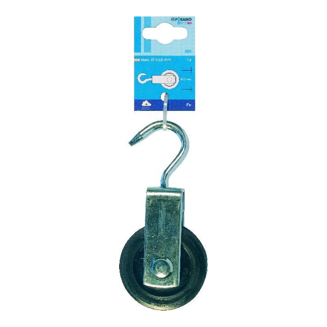 PÖSAMO Bügelrolle m. Haken (SB) galZn für Seil-Ø b.10,0mm