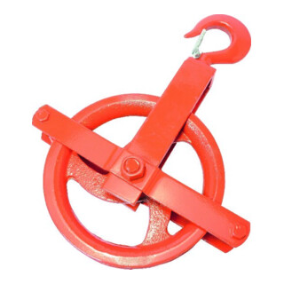 PÖSAMO Klobenrad Stahl rot-lack. für Seil-Ø b.25,0mm