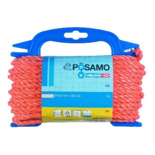 PÖSAMO PP-Seil gedr. orange 6,0mmx20m auf Kz-Haspel