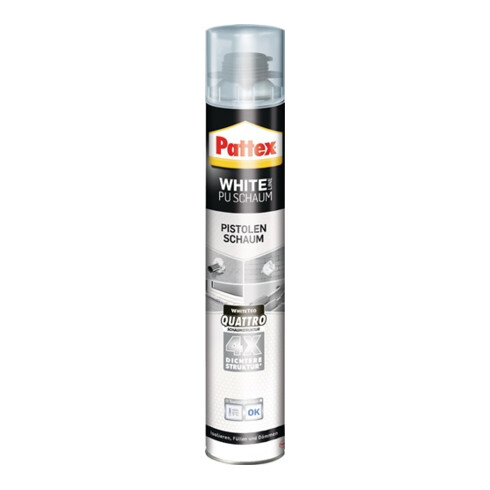 Poignée 1K-gun en mousse Blanc PUS75 750 ml B2 blanc avec gants jetables Tin PATTEX