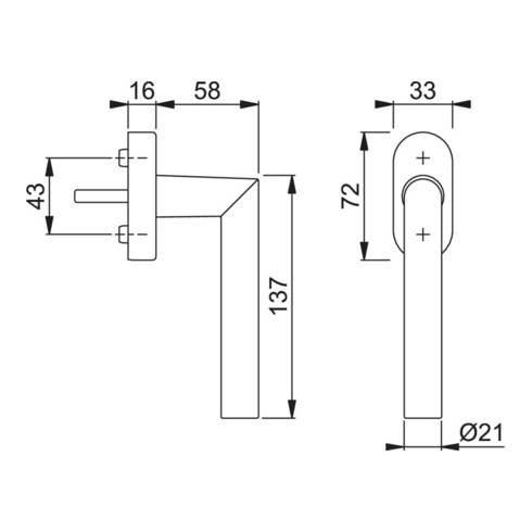 Poignée de fenêtre Hoppe Ams.0400/US956 Alu.F1 32-42mm Secustik®/VarioFit® 32-42mm