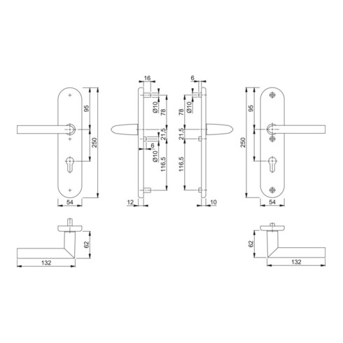 Poignée de porte Hoppe Stockholm 76G/3331/3440/1140 ES1 SK2 PZ carré 8/10mm