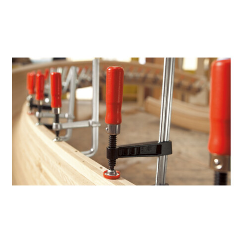 Poignée bois et rotule amovible en acier avec protections Bessey