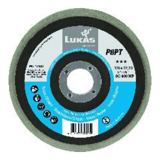 Polierteller P6PT D.125mm Bohrungs-D.22,23mm P 150 medium weiß LUKAS
