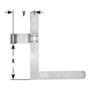 POLLMANN FT-Charnières d'angle extrémités arrondies pour goupille 13 mm, H250xL200 mm, galvanisé clair