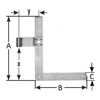 POLLMANN FT-Charnières d'angle extrémités arrondies pour goupille 13 mm, H250xL200 mm, galvanisé clair