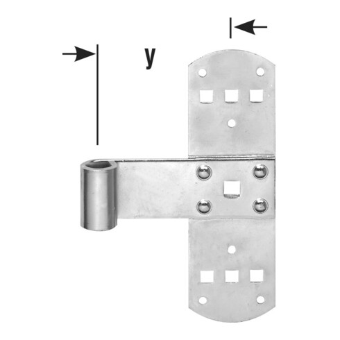 POLLMANN Ligament croisé 50, m. riveté. Rouleau axe 13mm, 160mm, fer zingué clair