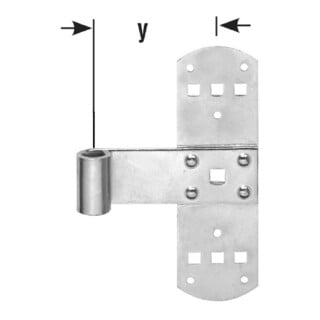 POLLMANN Ligament croisé 50, m. riveté. Rouleau axe 13mm, 160mm, fer zingué clair