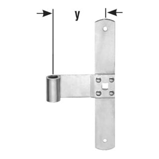 POLLMANN Paumelle centrale pour fenêtre 30, extrémités arrondies, tige 13 mm, 200 mm fer, galvanisé clair