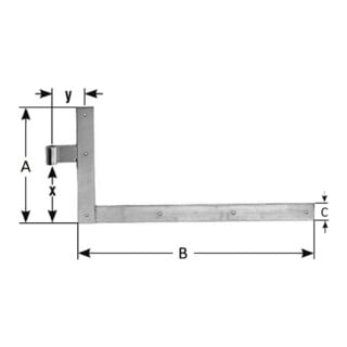 POLLMANN Paumelles d'angle 17,S, pour goupille 20 mm H 400 x L 1000 mm galvanisé clair