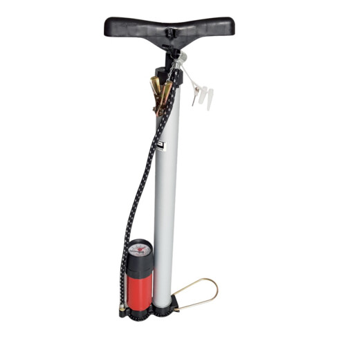 Pompe à air manuelle 600 mm avec manomètre aluminium