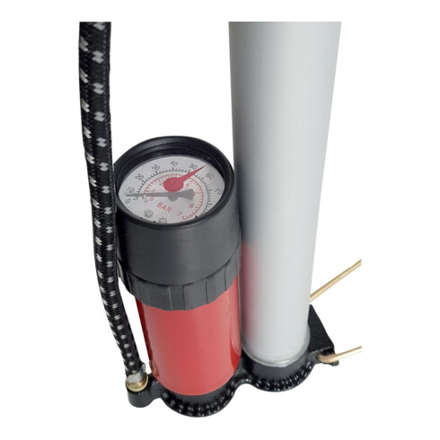 Pompe à air manuelle 600 mm avec manomètre aluminium