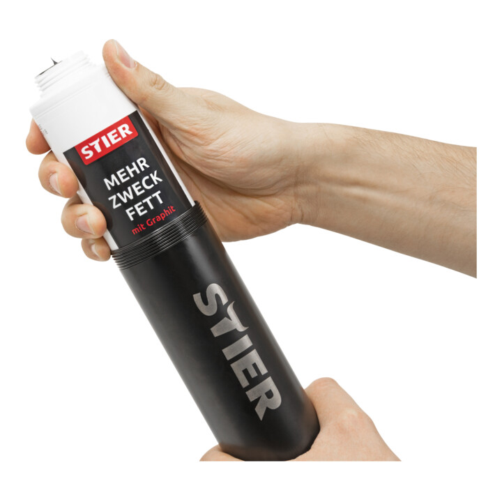 Pompe de graissage à une main avec tuyau nylon STIER