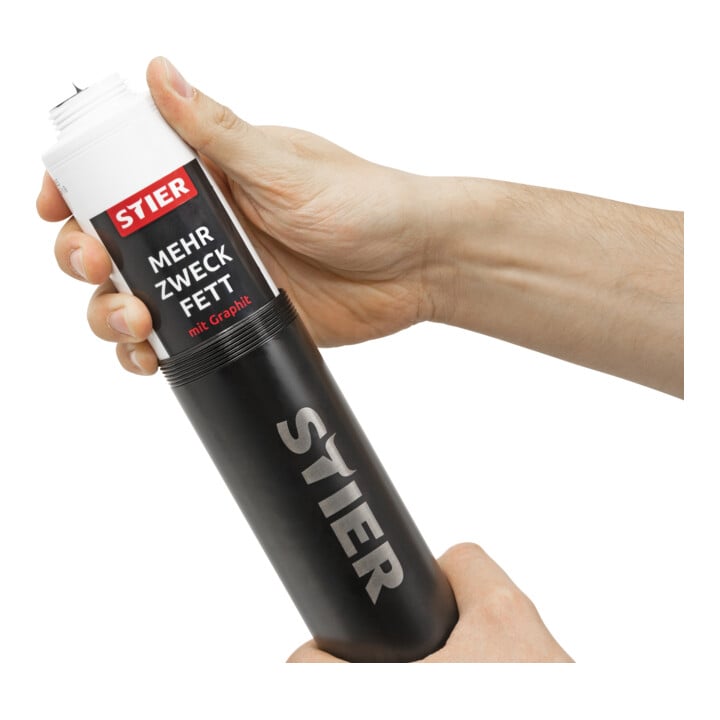 Pompe de graissage à une main avec tuyau nylon STIER