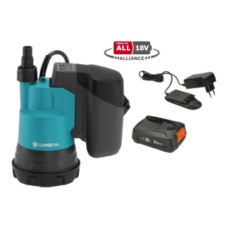 Pompe submersible à eau claire sans fil 2000/2 18V P4A GARDENA Set Ready-To-Use