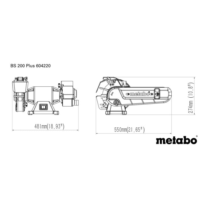 Ponceuse à bande combinée Metabo BS 200 Plus, carton