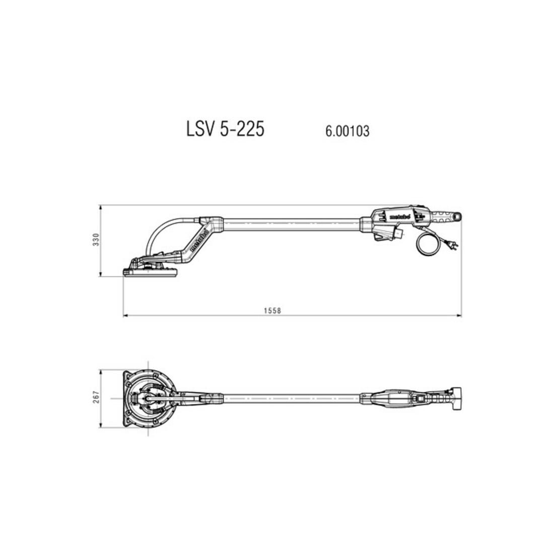 Ponceuse à long manche Metabo LSV 5-225 Sac à outils