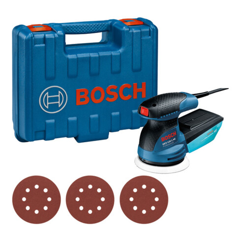 Ponceuse en orbite aléatoire Bosch GEX 125-1 AE, avec 3 x feuille abrasive C470, dans une mallette d'artisan