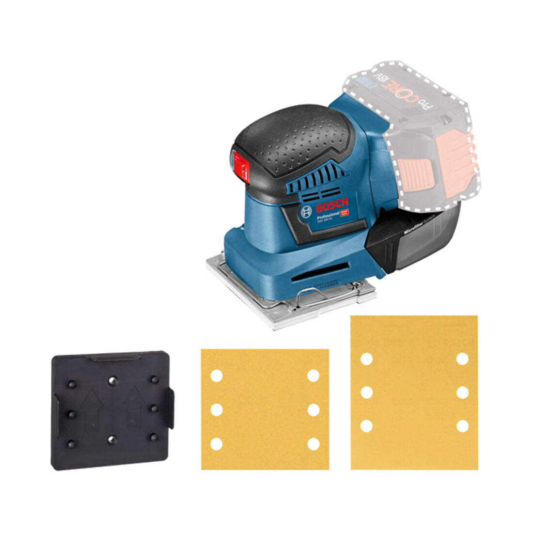 Ponceuse orbitale alimentée par batterie Bosch GSS 18V-10 Version Solo