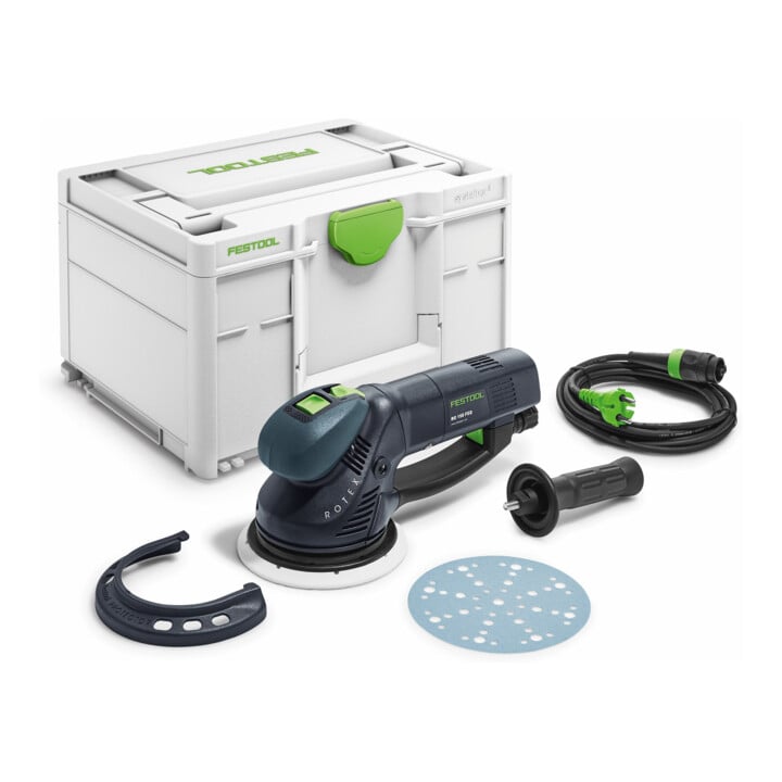 Set Getriebe-Exzenterschleifer RO 150 FEQ-Plus ROTEX + Systainer³ abrasifs SYS-STF D150 GR-Set Granat
