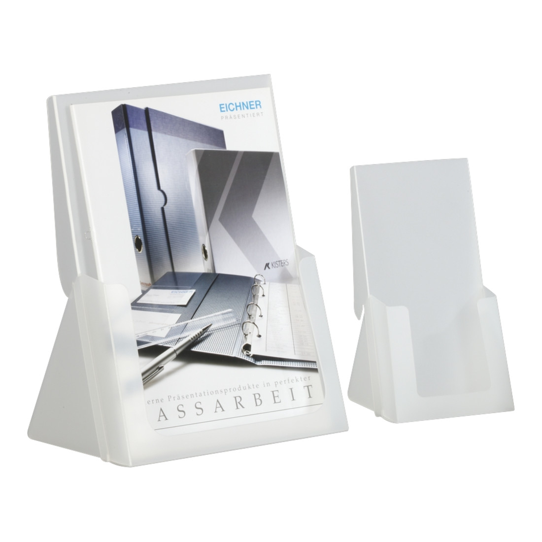 Porte-brochures Eichner DIN A4 1/3 format portrait, 0,8 mm PP transparent
