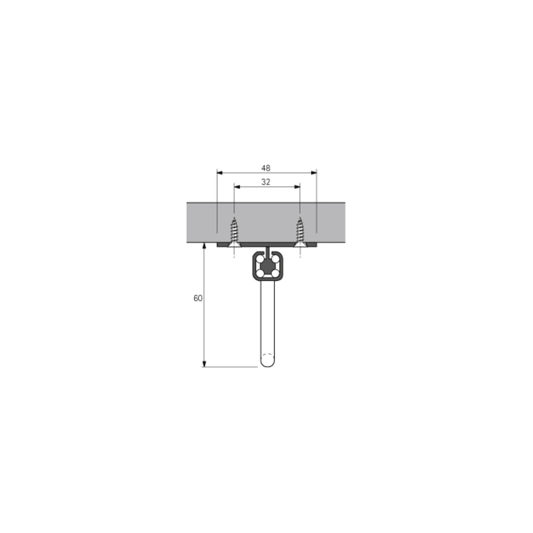 Porte-cintres Hettich avec glissière sur base Quadro, 350 mm, argenté