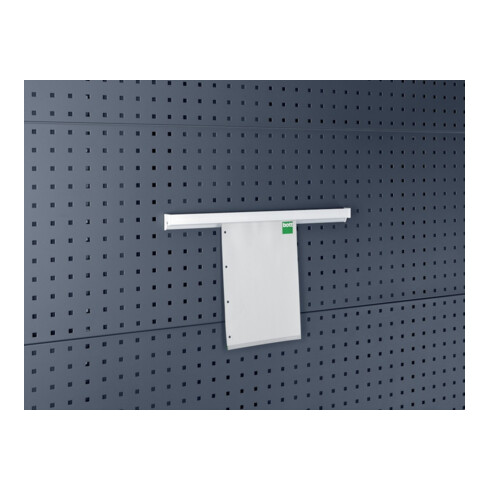 Porte-documents DIN A4 haut aluminium l.500xP21xH34mm p. panneaux perforés