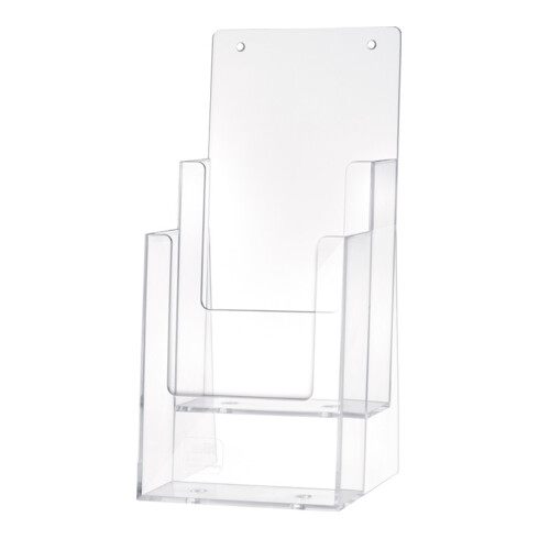 Porte-prospectus de table 2 x 1/3 DIN A4/C6 long plastique transparent autonome