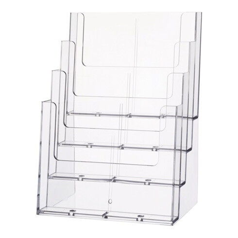 Porte-prospectus de table 4 x DIN A4 vertical plastique transparent autonome