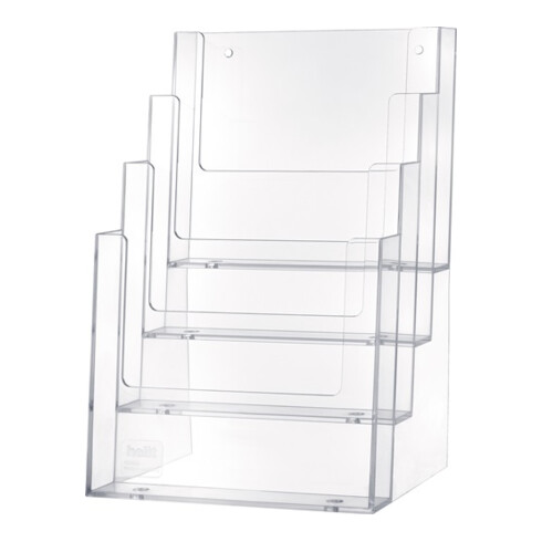 Porte-prospectus de table 4 x DIN A5 vertical plastique transparent autonome HEL