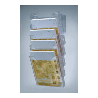Porte-prospectus mural 5 compartiments au format A4 plastique transparent