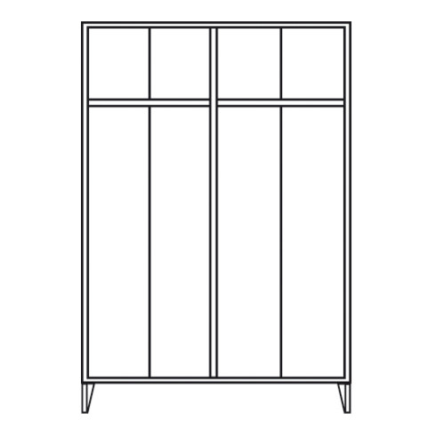 Portofino Kleiderschrank S/W mit Füßen 2 Doppelabteile Abteilbreite 300 mm