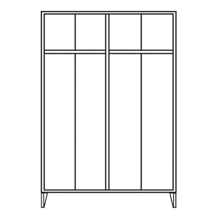 Portofino Kleiderschrank S/W mit Füßen 2 Doppelabteile Abteilbreite 300 mm