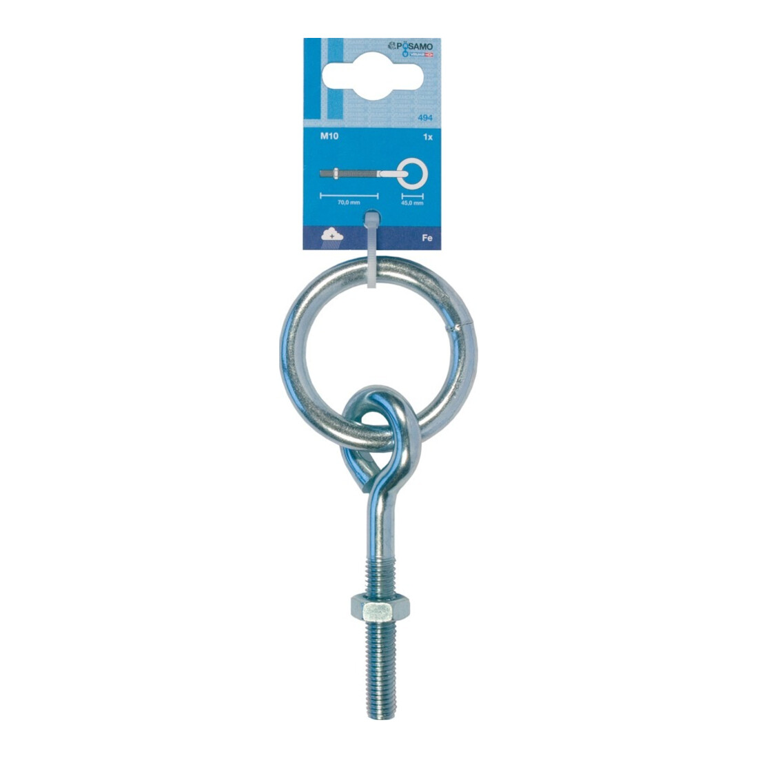 PÖSAMO Anneau de crèche galZn (SB) 9,0x45mm M10 filetage 1 pce